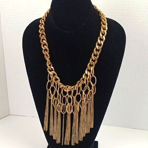 Elegant Women Chunky Gold Chain Fringe Necklace